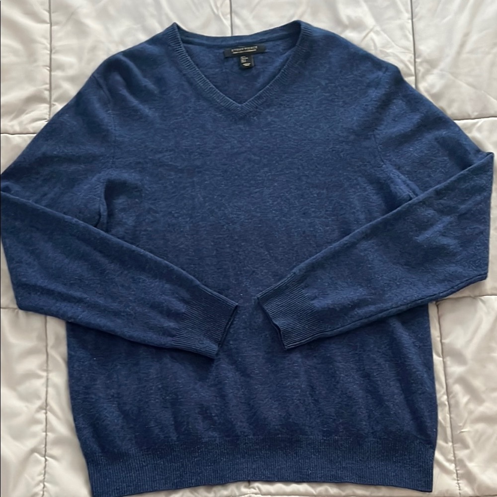 Ethan Pierce 2-ply 100% Cashmere sweater Men's Blue V-Neck Sweater size Large